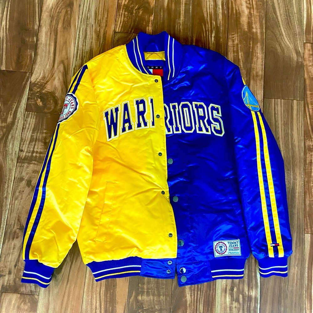 TOMMY HILFIGER  AND NBA GOLDEN STATE WARRIORS  VARSITY JACKET 🔥